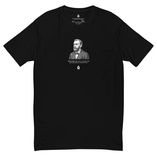 T-shirt med Alfred Nobel, Nobelpriset och Dynamit-Harry