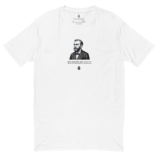 T-shirt med Alfred Nobel, Nobelpriset och Dynamit-Harry
